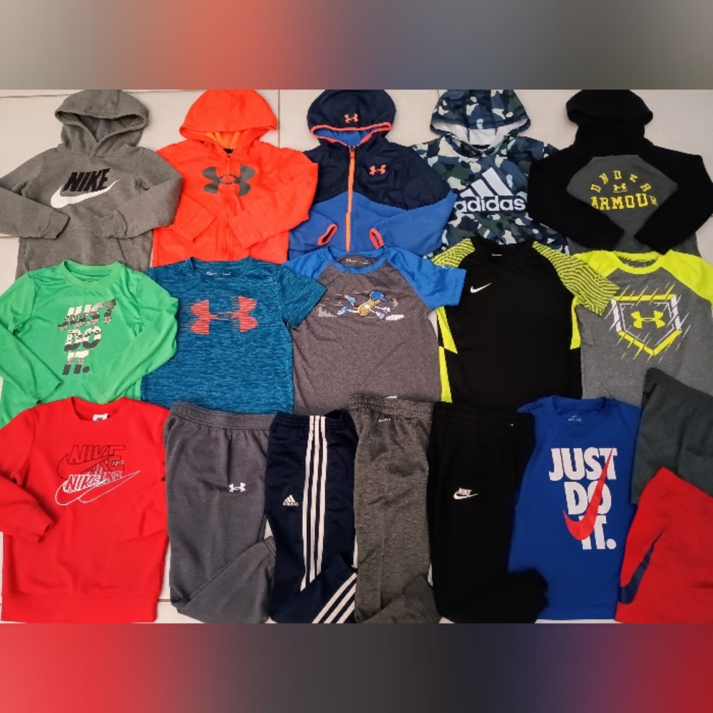 UNDER ARMOUR, NIKE & ADIDAS BOYS SIZE 6/7 BACK TO SCHOOL CLOTHING (4 NEW) BUNDLE
